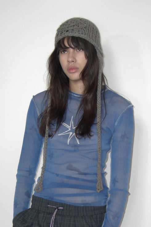 Merbeau × Cycle HANDMADE SPIRAL WINTER BONNET -GRAYISH KHAKI- *Last1
